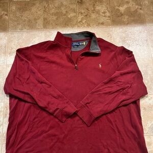 Ralph Lauren Men's Burgundy Quarter-Zip Sweatshirt